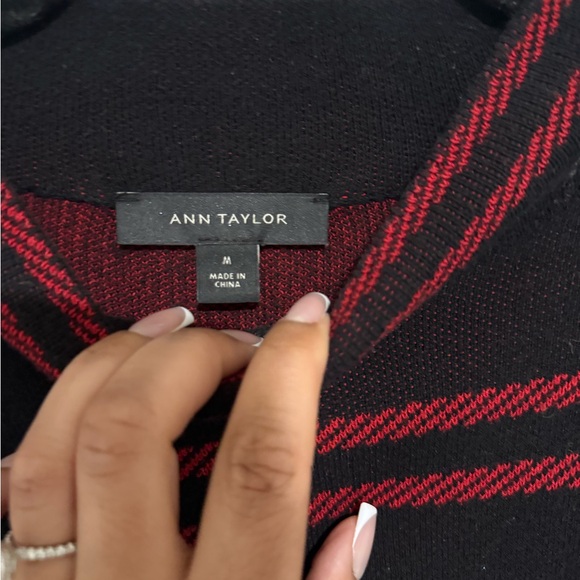 Ann Taylor Black Sweater Dress with Red Windowpane Plaid - Picture 2 of 2